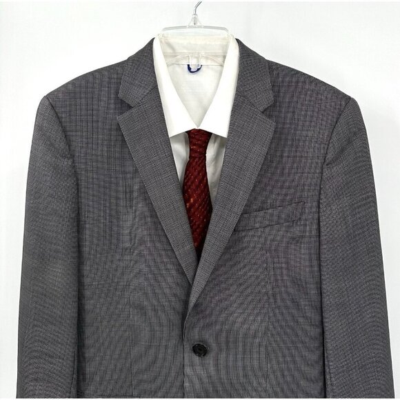 HUGO BOSS jacket blazer sport coat nailhead two button wool black gray 38S - Picture 2 of 7